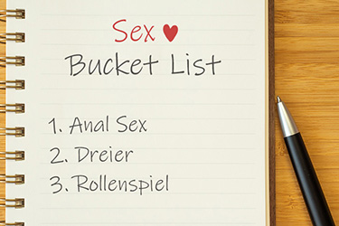 Notizbuch mit der Überschrift "Sex Bucket List"